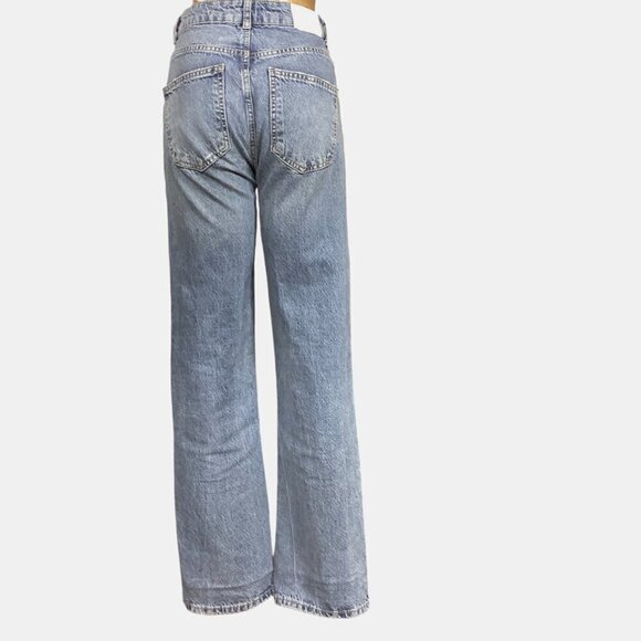 ZARA Denim Blue Jeans High Waist Straight Leg Sz 4 30x32 #220M - Picture 7 of 11